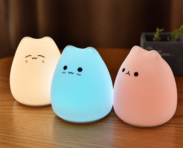 Colorful Cat Silicone LED Night Light